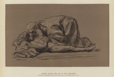Elisa wekt de zoon van de Sunamitische vrouw op door Frederic Leighton